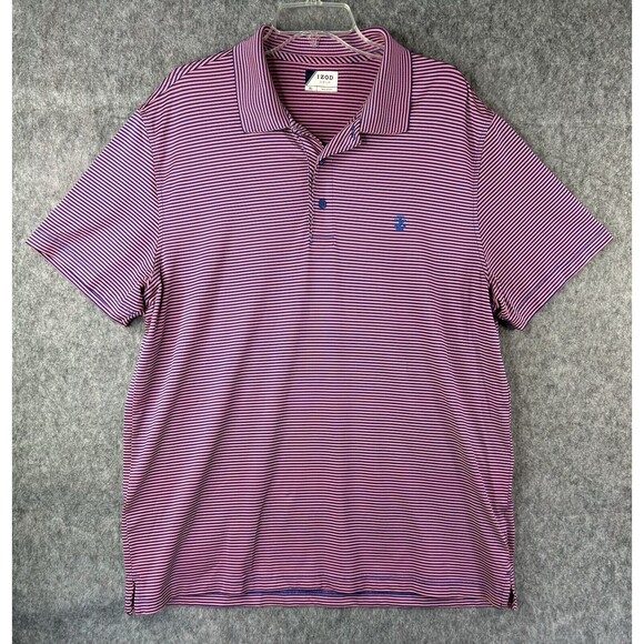 Izod Golf Polo Shirt Men's Size XL Short Sleeve Stretch Pink Blue Striped - Picture 1 of 8